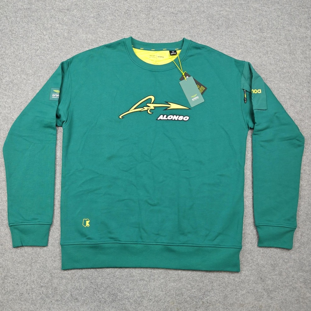 Aston Martin Aramco Sweatshirt Mens XL Green Formula 1 Racing‎ Alonso Kimoa